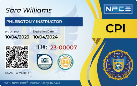Phlebotomy Instructor Technician Card